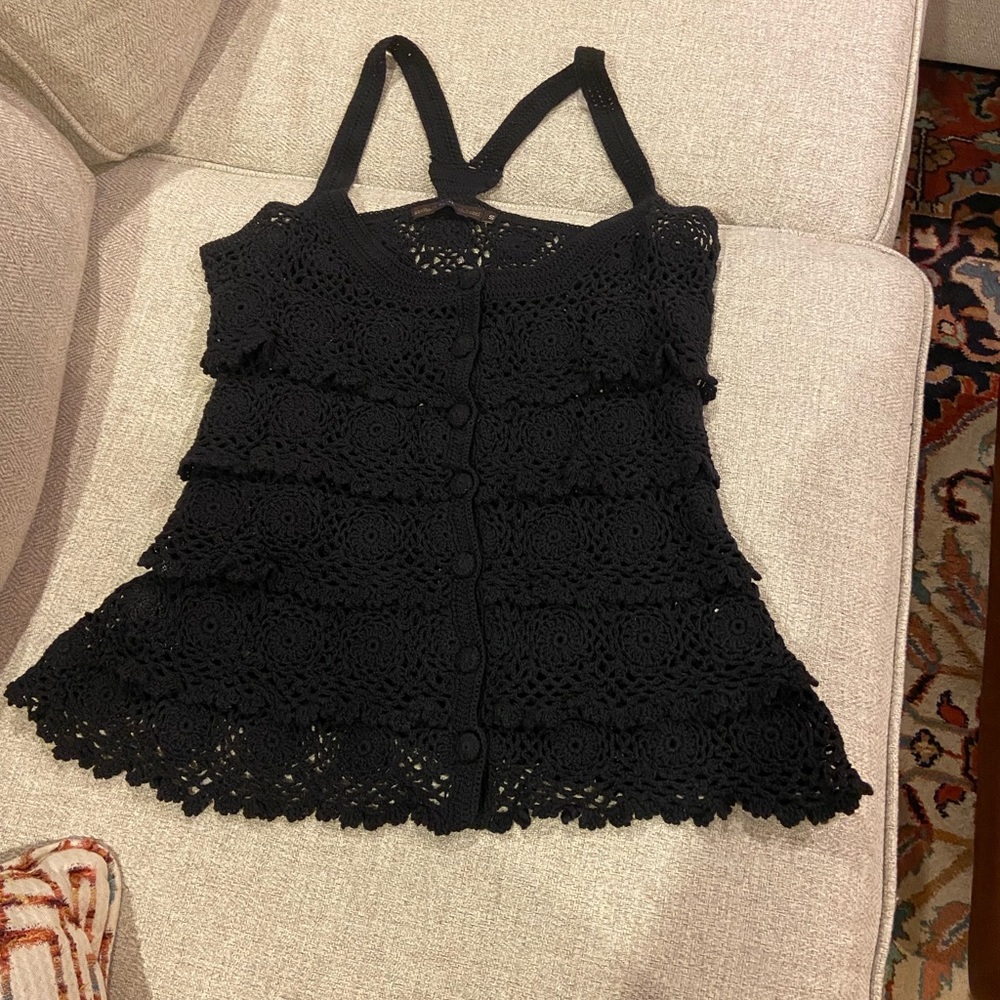 Azelhazelhazelhazel black crocheted top‎ (S) EUC